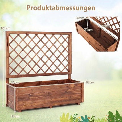 Verhoogd tuinbed van hout met klimrek, 99 x 36 x 102 cm