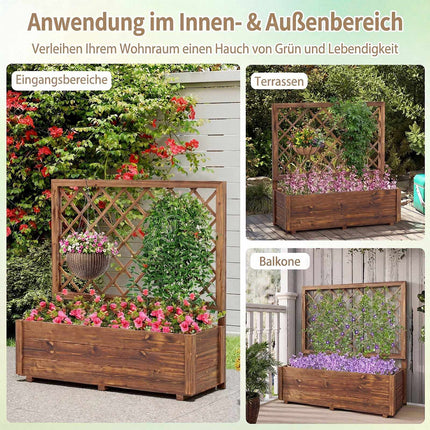 Verhoogd tuinbed van hout met klimrek, 99 x 36 x 102 cm