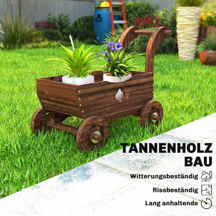 Pflanzwagen aus Holz mit Rädern – 68 x 38 x 52 cm