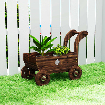 Pflanzwagen aus Holz mit Rädern – 68 x 38 x 52 cm