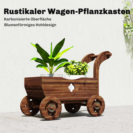 Pflanzwagen aus Holz mit Rädern – 68 x 38 x 52 cm