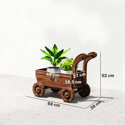Pflanzwagen aus Holz mit Rädern – 68 x 38 x 52 cm