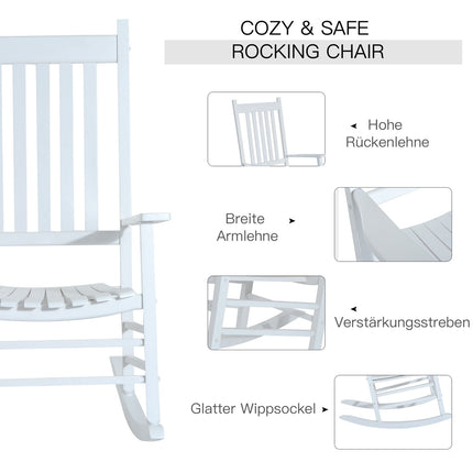 Houten Schommelstoel Met Armleuning Schommelstoel Relaxstoel Tuinstoel Wit 69 X 86 X 115 Cm