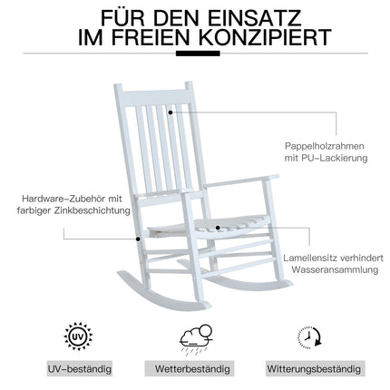 Houten Schommelstoel Met Armleuning Schommelstoel Relaxstoel Tuinstoel Wit 69 X 86 X 115 Cm