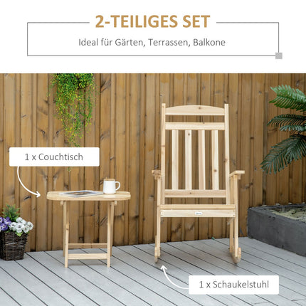 Schaukelstuhl-Set aus Holz, hoher Rücken, Armlehnen
