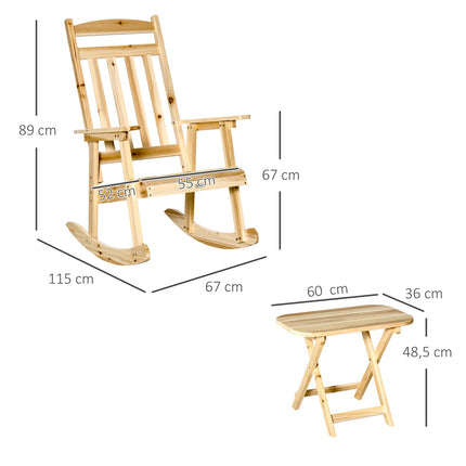 Schaukelstuhl-Set aus Holz, hoher Rücken, Armlehnen