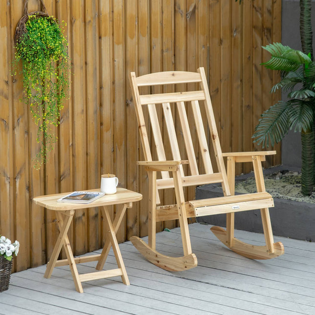 Schaukelstuhl-Set aus Holz, hoher Rücken, Armlehnen