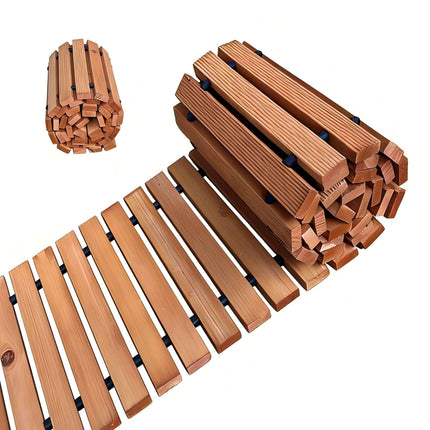 Rollweg Gartenweg aus Holz, 245 cm, Hellbraun