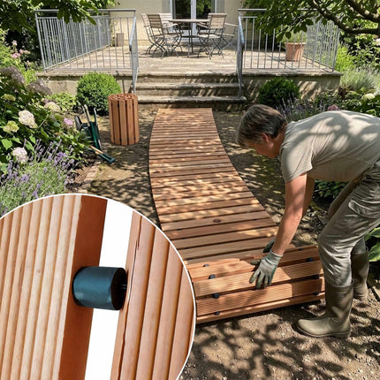 Rollweg Gartenweg aus Holz, 245 cm, Hellbraun