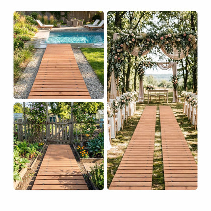 Rollweg Gartenweg aus Holz, 245 cm, Hellbraun