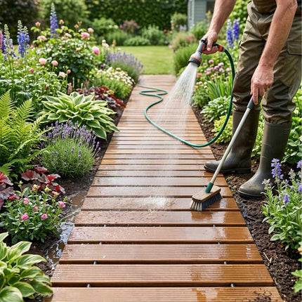 Rollweg Gartenweg aus Holz, 245 cm, Hellbraun