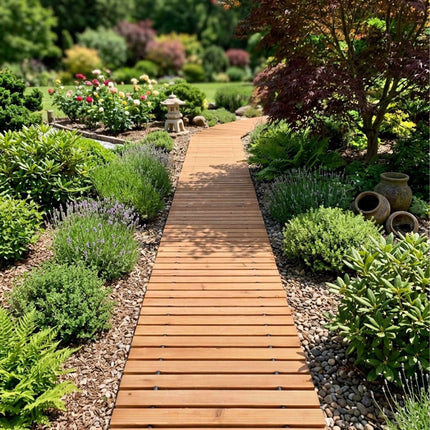 Rollweg Gartenweg aus Holz, 245 cm, Hellbraun