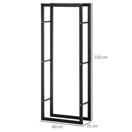 Vertikales Holzregal, Tragkraft 100 kg, Metallrahmen, 60x25x150 cm