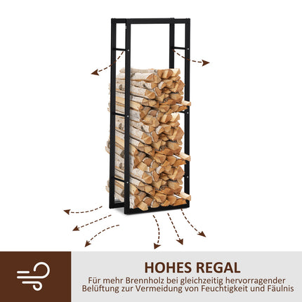 Vertikales Holzregal, Tragkraft 100 kg, Metallrahmen, 60x25x150 cm