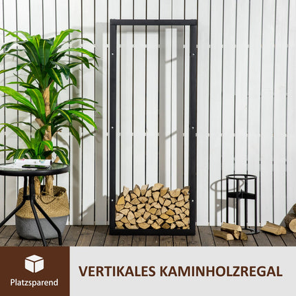 Vertikales Holzregal, Tragkraft 100 kg, Metallrahmen, 60x25x150 cm