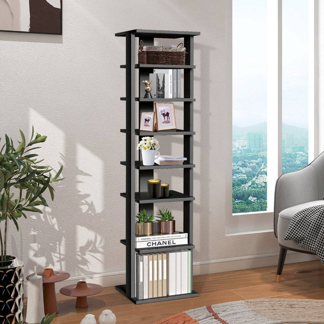 Schuhregal aus Holz, 8 Etagen, Schuhregal, Schuh-Organizer, vertikal, 27,5 x 26,5 x 110 cm, Schwarz