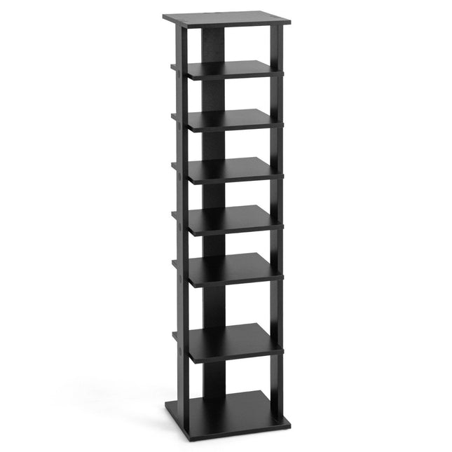 Schuhregal aus Holz, 8 Etagen, Schuhregal, Schuh-Organizer, vertikal, 27,5 x 26,5 x 110 cm, Schwarz