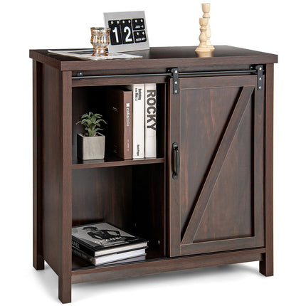 Wooden Sideboard with Sliding Doors & 4 Shelves, 80x40x82cm