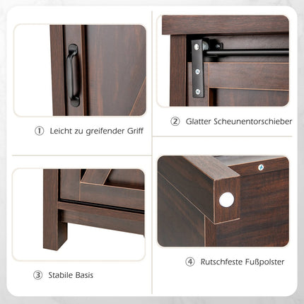 Wooden Sideboard with Sliding Doors & 4 Shelves, 80x40x82cm