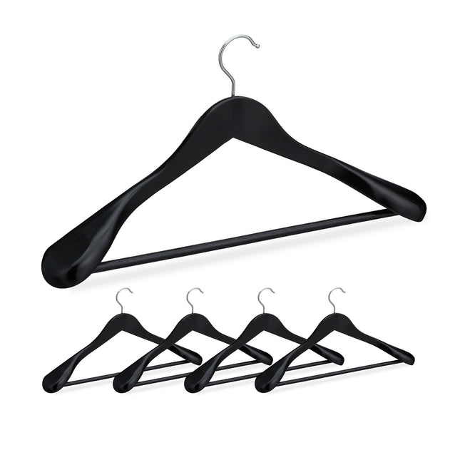 Wooden Suit Hangers, Set of 5, 360° Swivel Hooks