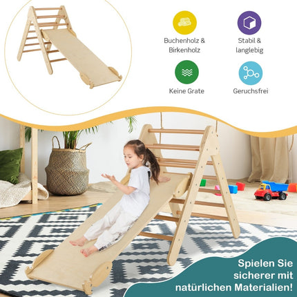 Wooden Toddler Climbing Set with Adjustable Ramp