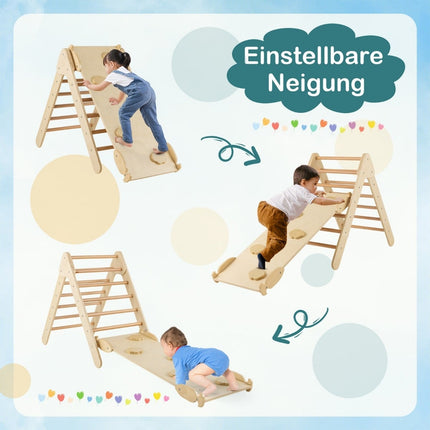 Wooden Toddler Climbing Set with Adjustable Ramp