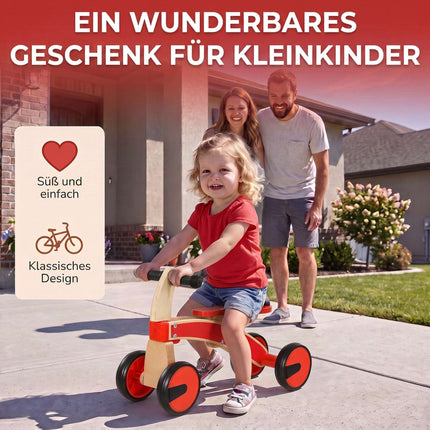 Wooden Toddler Ride-On Car, Red, EVA Wheels, Ages 2-3