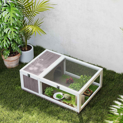 Wooden Tortoise House, Hinged Top, 91x60.5x32 cm