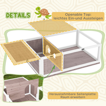 Wooden Tortoise House, Hinged Top, 91x60.5x32 cm