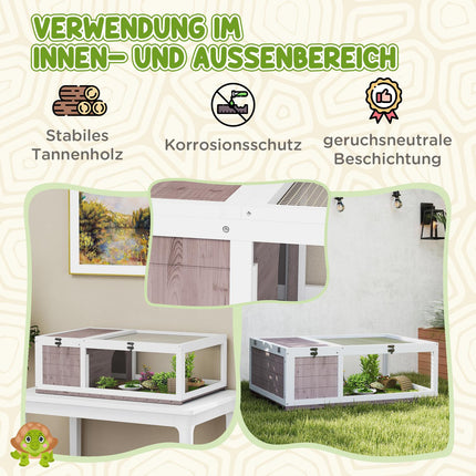 Wooden Tortoise House, Hinged Top, 91x60.5x32 cm
