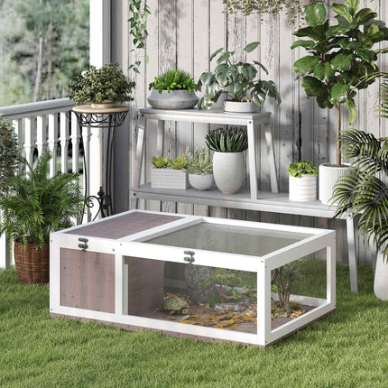 Wooden Tortoise House, Hinged Top, 91x60.5x32 cm