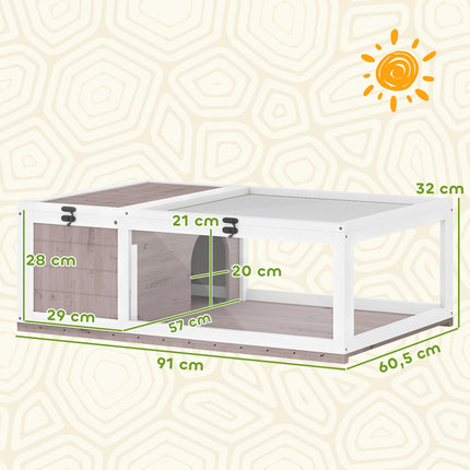 Wooden Tortoise House, Hinged Top, 91x60.5x32 cm