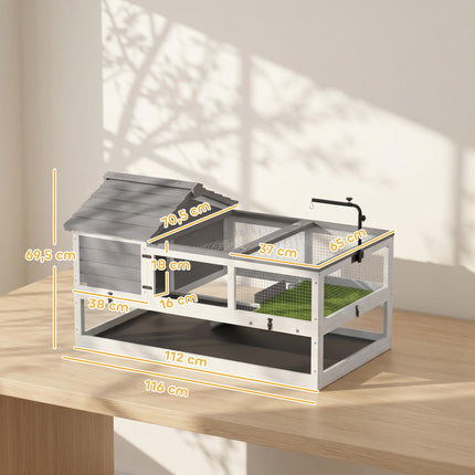 Wooden Tortoise House with Two Levels and Lamp Holder