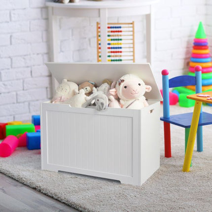 Wooden Toy Box Organizer With Flip-Top Lid, White