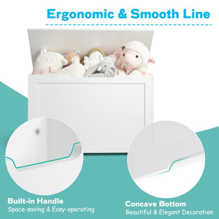 Wooden Toy Box Organizer With Flip-Top Lid, White