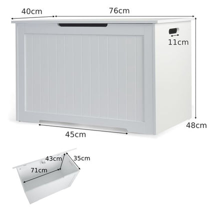 Wooden Toy Box Organizer With Flip-Top Lid, White