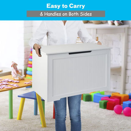 Wooden Toy Box Organizer With Flip-Top Lid, White