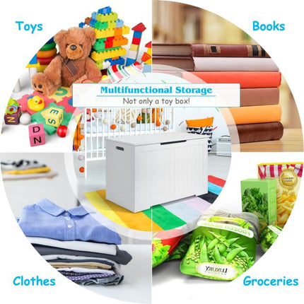 Wooden Toy Box Organizer With Flip-Top Lid, White