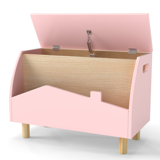 Holz-Spielzeugkiste mit Regal, Pink, 60 x 30 x 44 cm