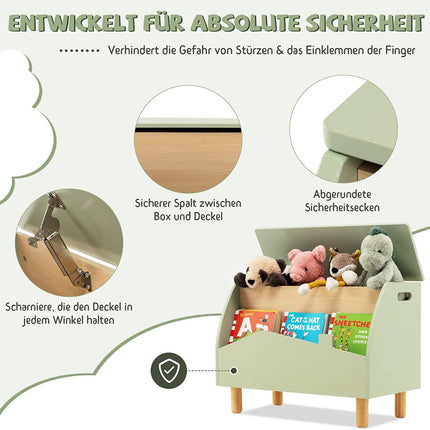 Wooden Toy Storage Chest with Shelf – Green