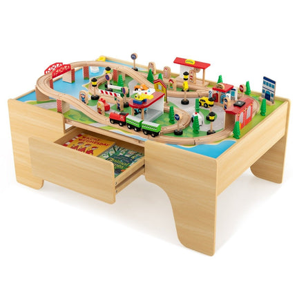 Eisenbahn-Spieltisch-Set mit wendbarer Platte, 84 Teile