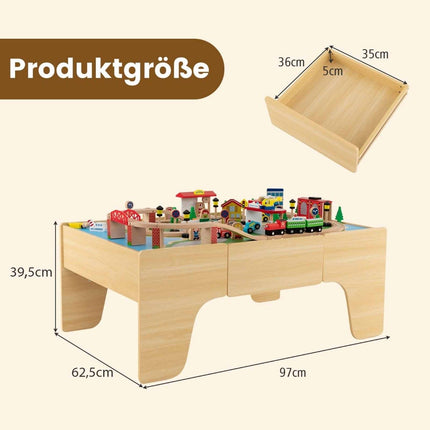 Eisenbahn-Spieltisch-Set mit wendbarer Platte, 84 Teile
