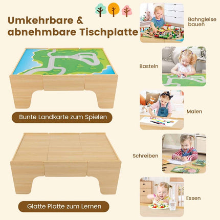 Eisenbahn-Spieltisch-Set mit wendbarer Platte, 84 Teile