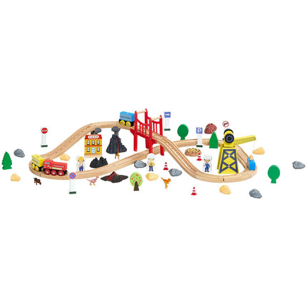 Wooden Train Track Set, 70-Piece, Magnetic Crane
