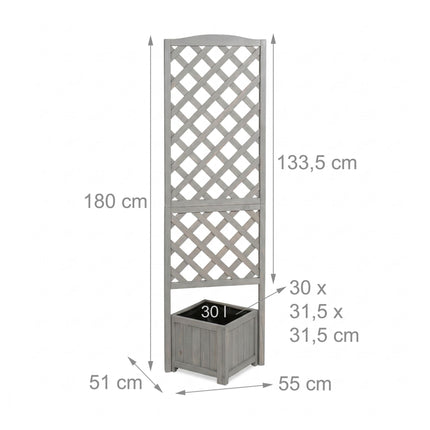 Wooden Trellis Planter Box 180 cm – Grey