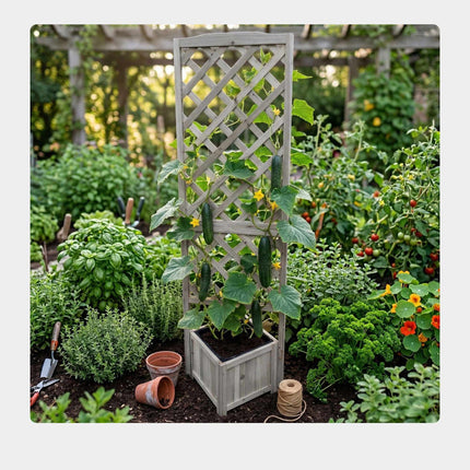Wooden Trellis Planter Box 180 cm – Grey
