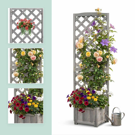 Wooden Trellis Planter Box 180 cm – Grey
