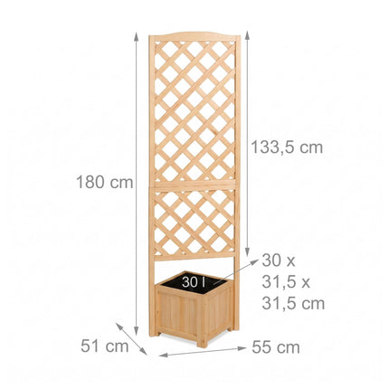 Holzspalier-Pflanzkasten, 180 cm, Naturfinish