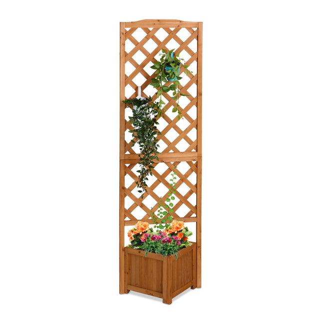 Wooden Trellis Planter Box, 180 cm, Orange