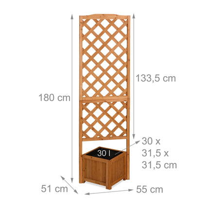 Wooden Trellis Planter Box, 180 cm, Orange